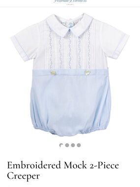 NWT Feltman Brothers Embroidered Mock 2-Piece Creeper - Light Blue 9M